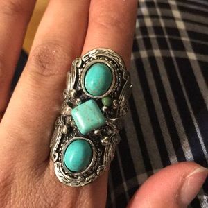 Silver and turquoise stone ring
